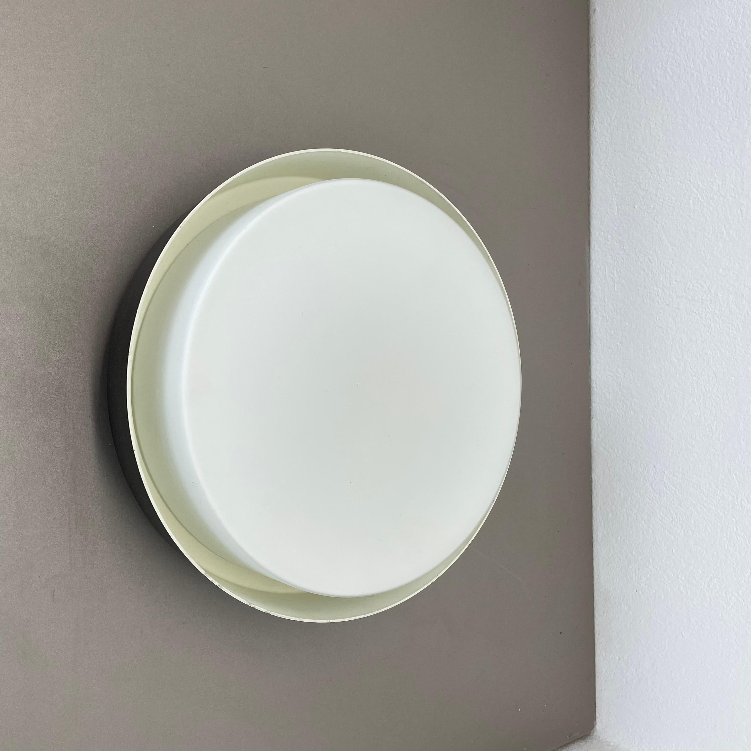 minimalist  metal and Glass Flushmount Wall Light by BEGA LIGHTS, Germany, 1980s In Good Condition For Sale In Kirchlengern, DE