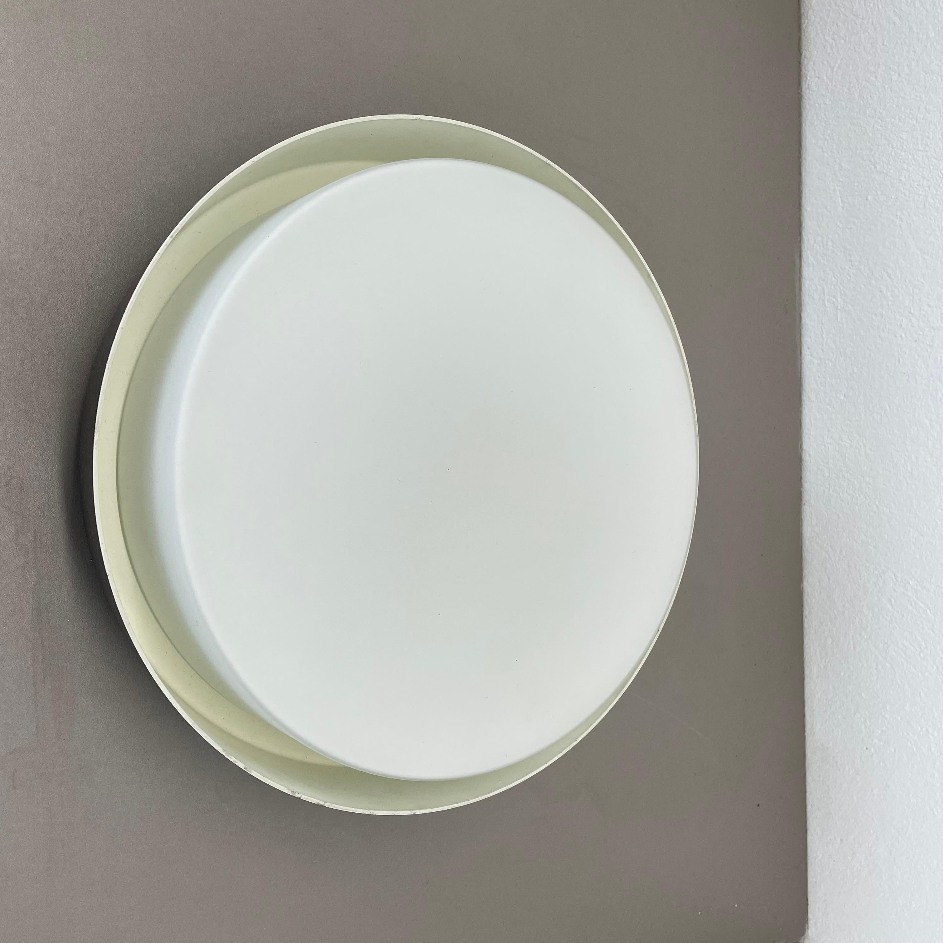 20th Century minimalist  metal and Glass Flushmount Wall Light by BEGA LIGHTS, Germany, 1980s For Sale