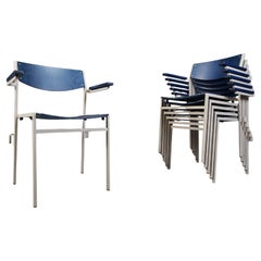 Sillones minimalistas apilables de metal y madera contrachapada de Gijs Van Der Sluis, set de 6
