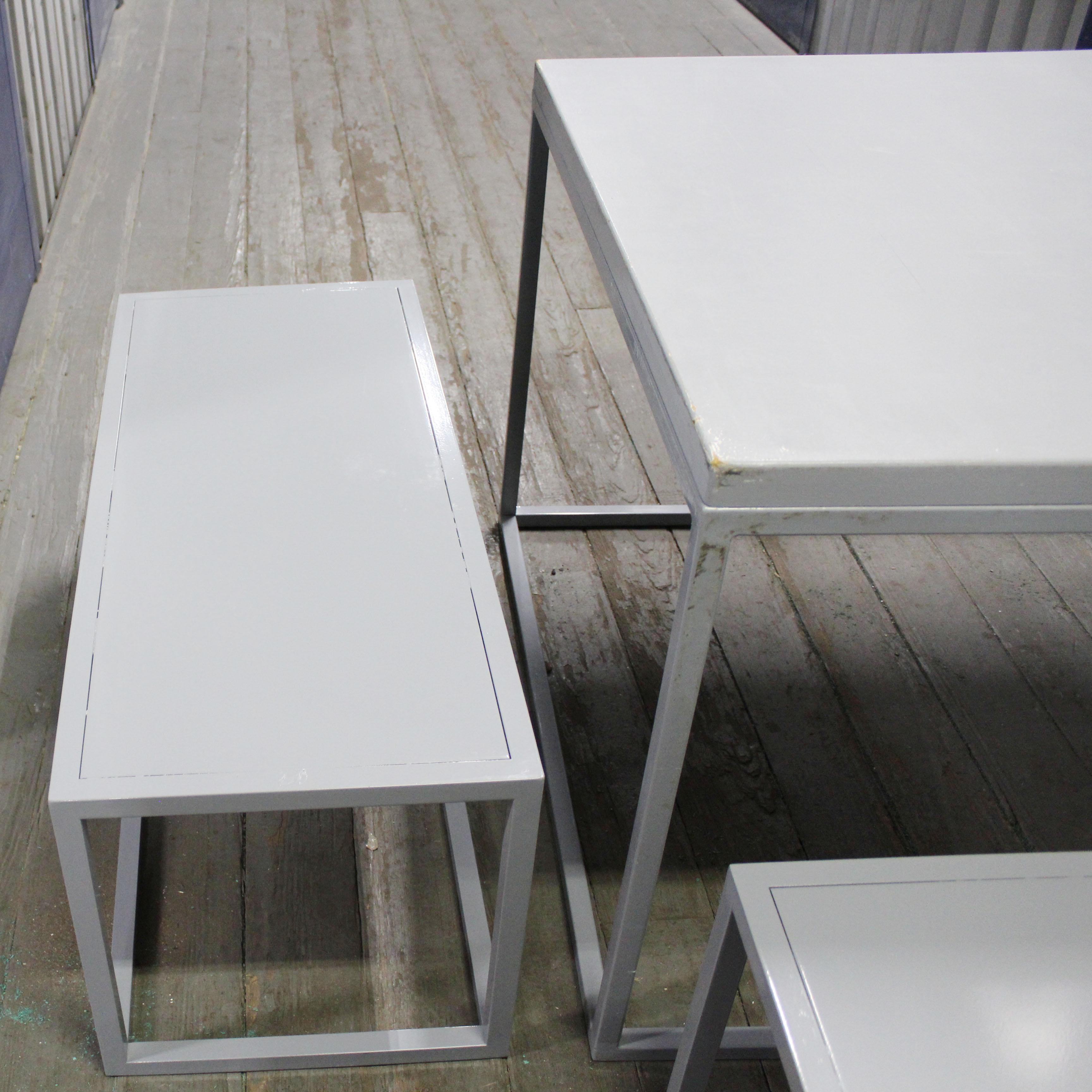 Minimalist Metal Judd Style Benched In Distressed Condition For Sale In New York, NY