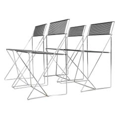 Minimalist Metal X-Line Chairs by Niels Jørgen Haugesen for Hybodan, 1970s