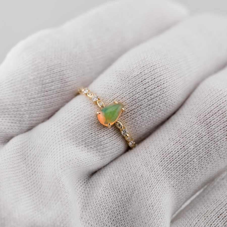 Minimalist Mexican Fire Opal Diamond Engagement Ring 18K Yellow Gold.


Free Domestic USPS First Class Shipping! Free Gift Bag or Box with every order!

Opal—the queen of gemstones, is one of the most beautiful gemstones in the world. Every piece of