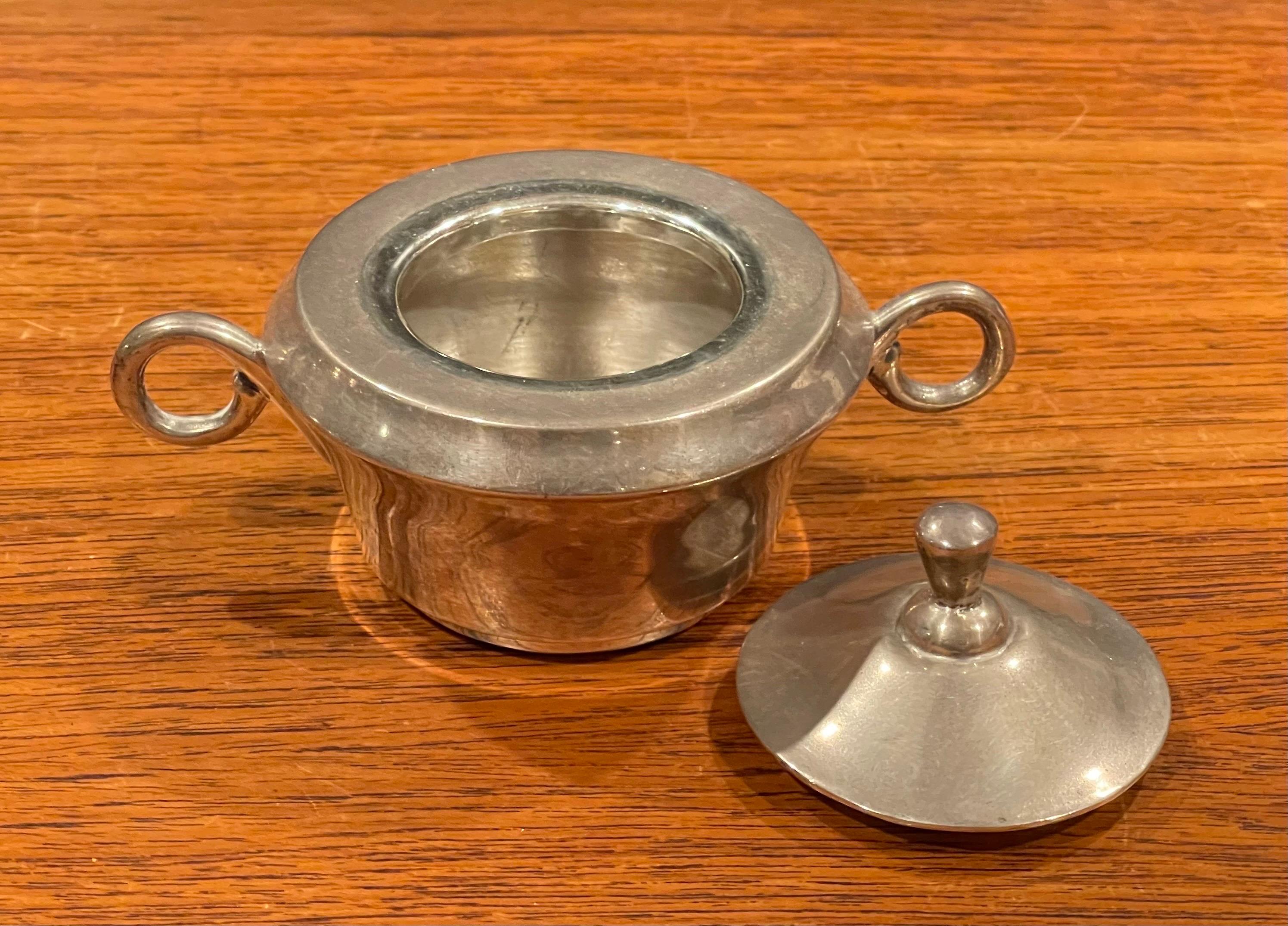 Mid-Century Modern Minimalist Mexican Sterling Silver Cream and Sugar Set by Anfer For Sale