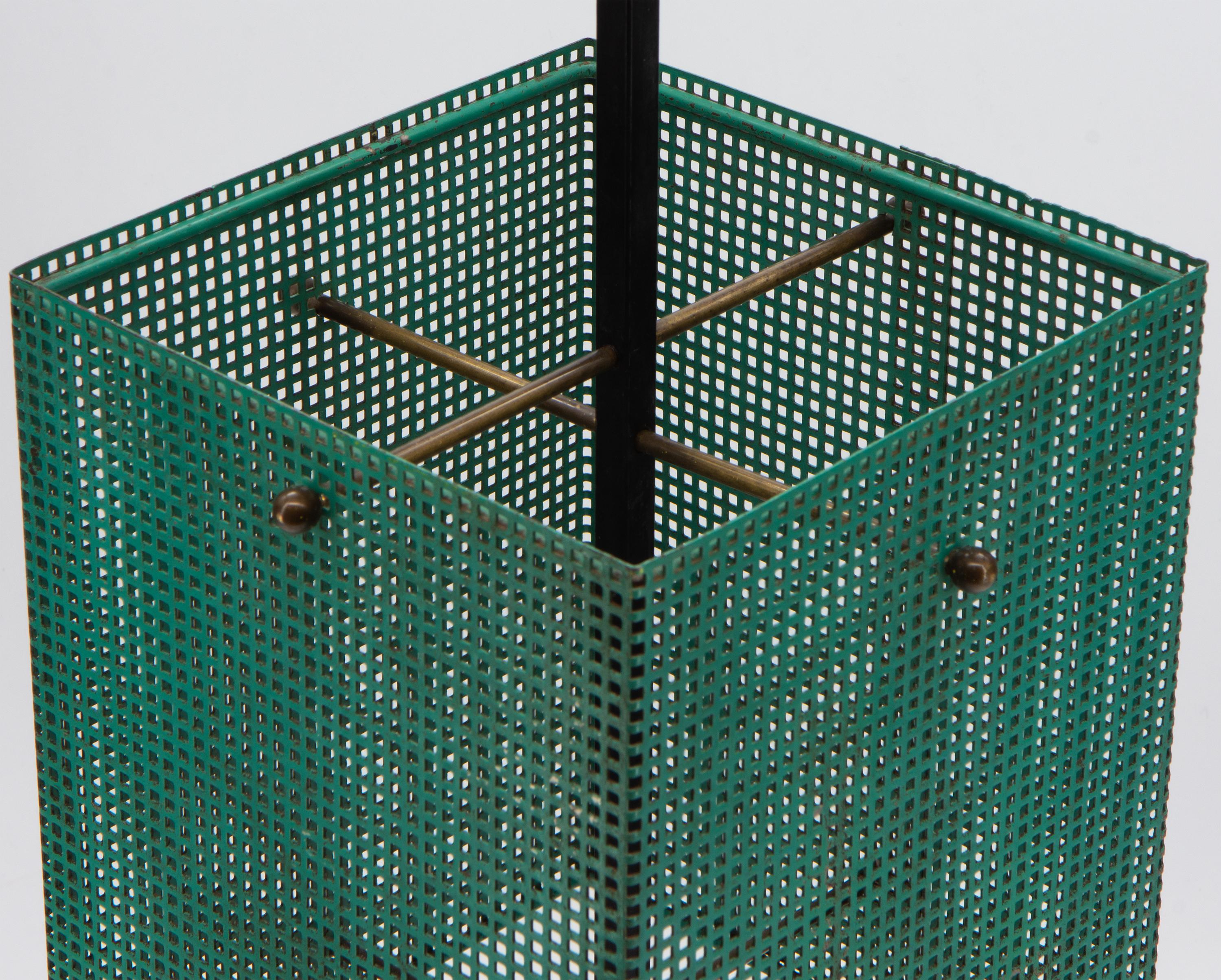 20th Century Minimalist Mid Century Brutalist Perforated Metal Umbrella Stand For Sale