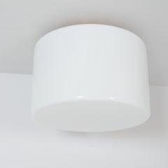 Minimalist Mid-Century Modern Ceiling Lamp, Copper & White Opaline, Idman 1940s