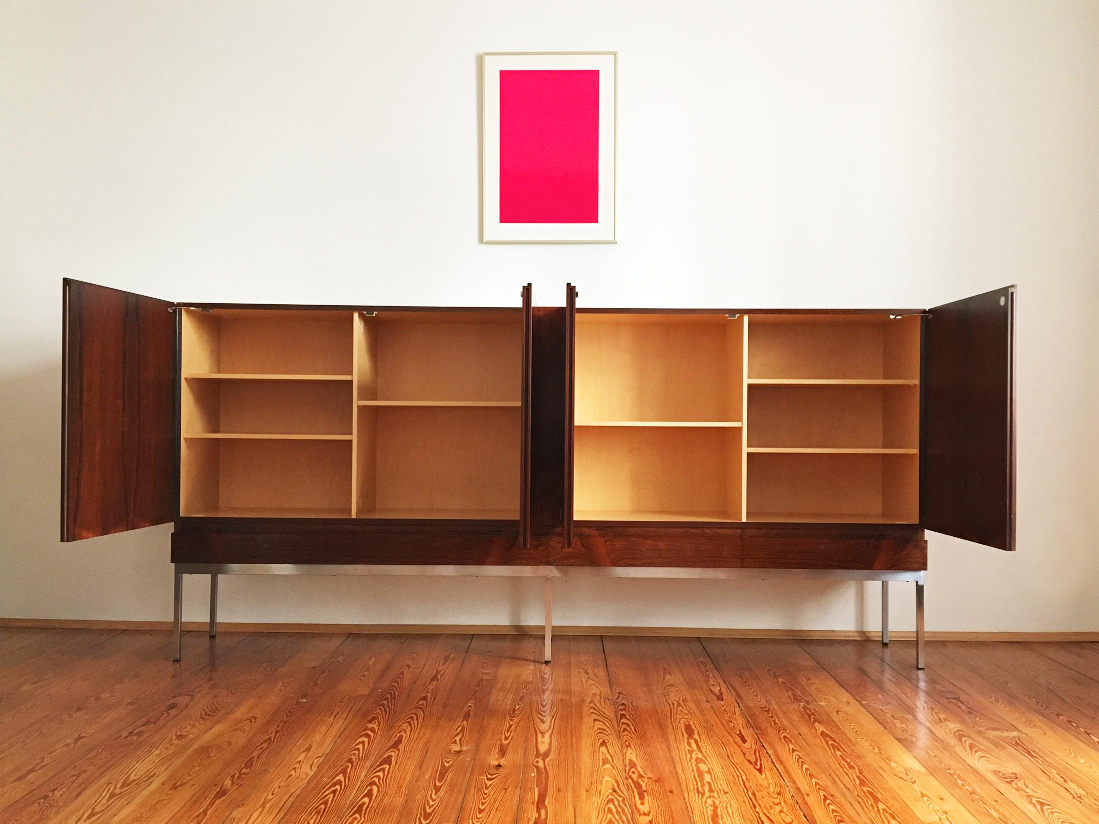 German Minimalist Mid Century Rosewood Highboard, B60 by Dieter Waeckerlin for Behr For Sale