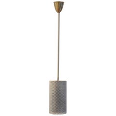 Minimalist Midcentury Design White Perforated Metal Lamp by Pierre Guariche