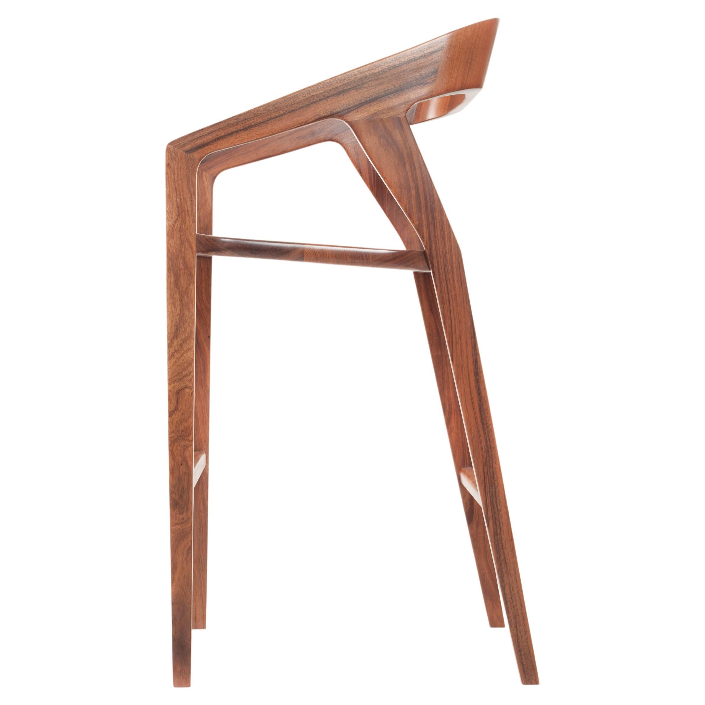 Tabouret de bar moderne minimaliste en bois de feuillus mexicain