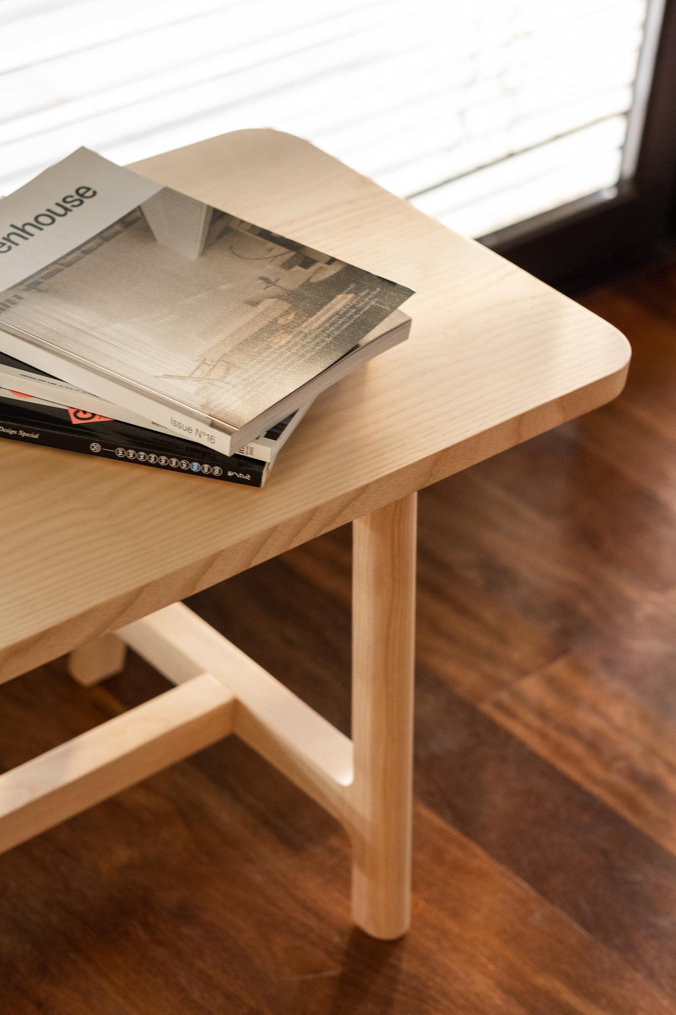 Machine-Made Minimalist Modern Bench in Ash Wood FRAME Collection For Sale