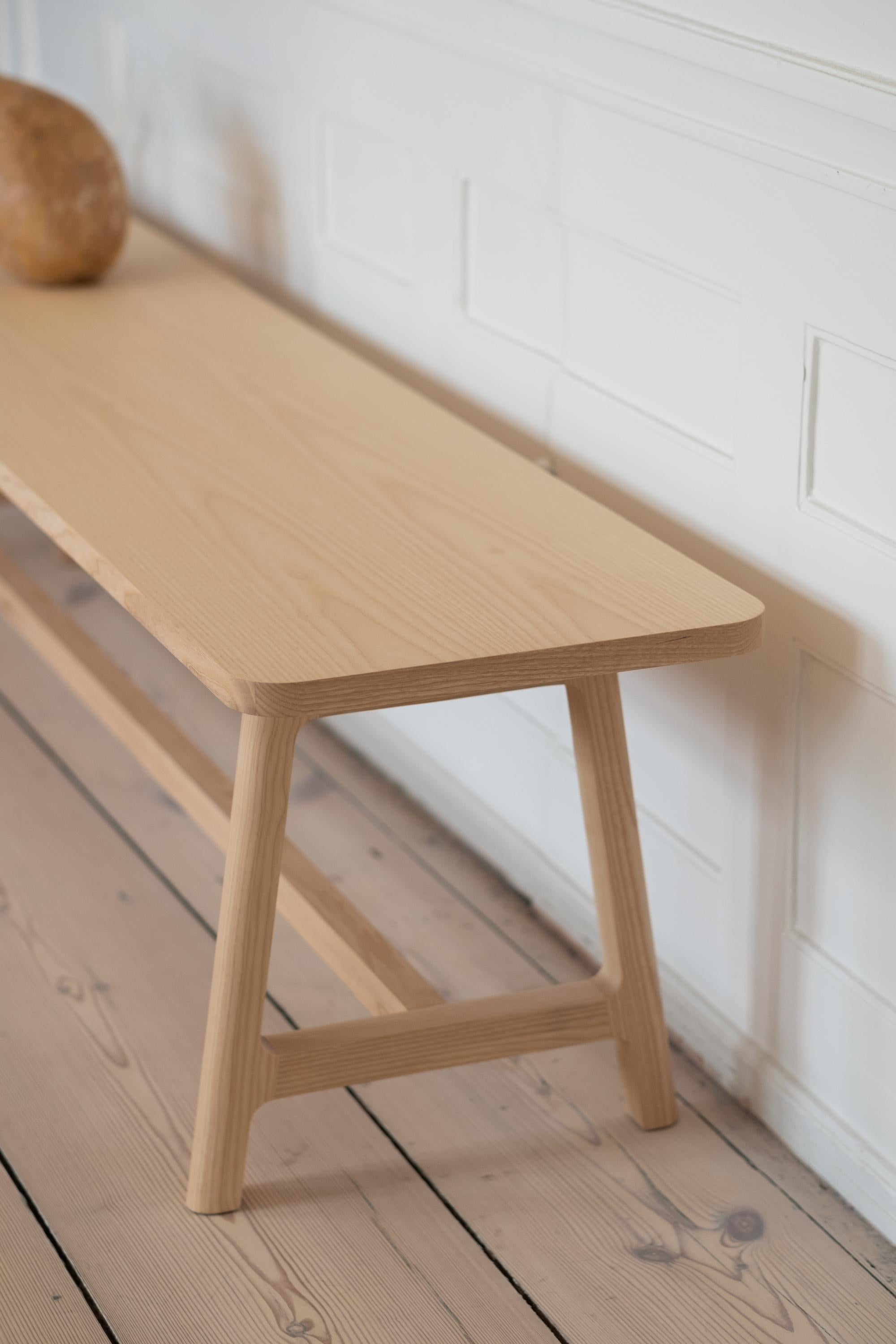 Portuguese Minimalist Modern Bench in Oak Wood Frame Collection For Sale