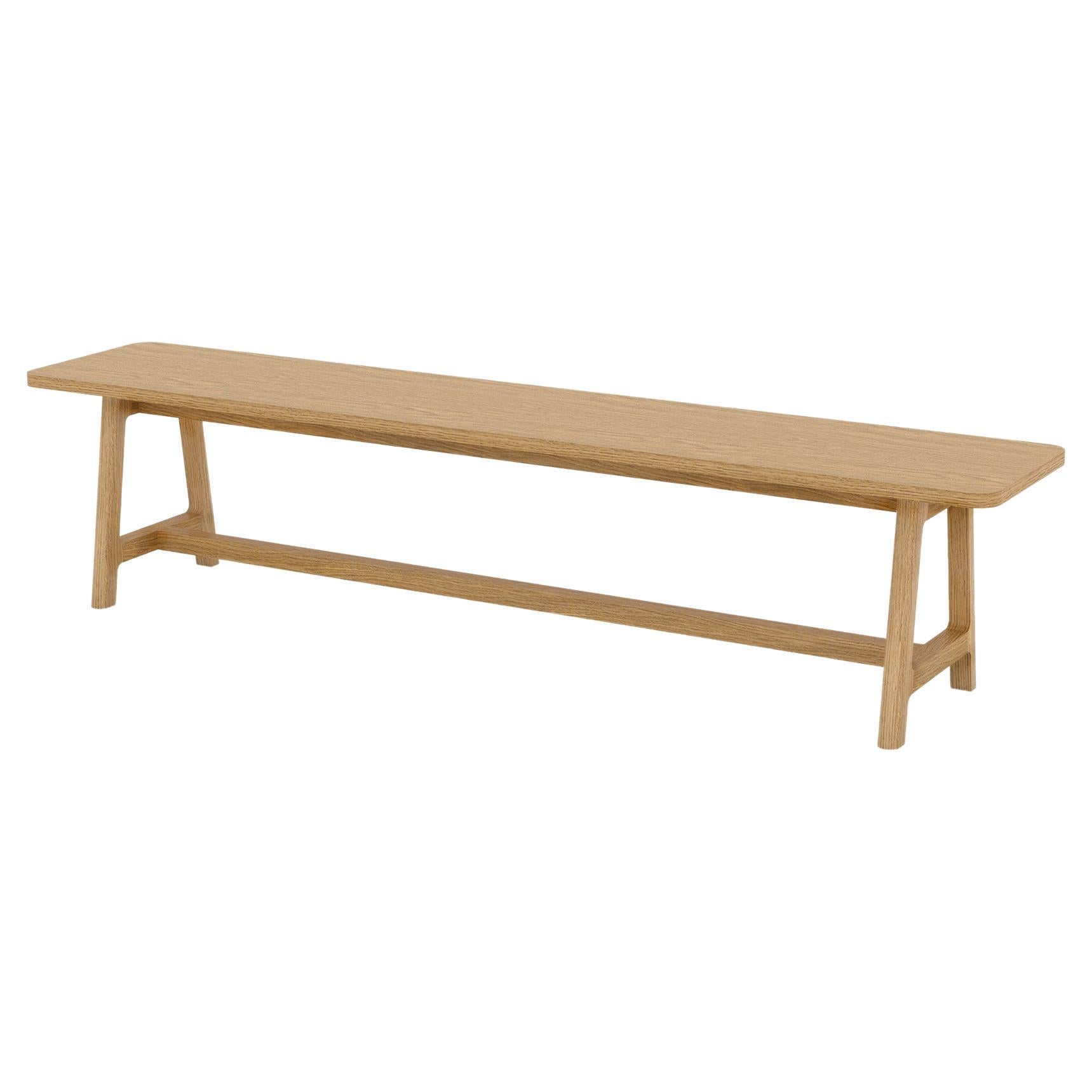 Minimalist Modern Bench in Oak Wood Frame Collection For Sale