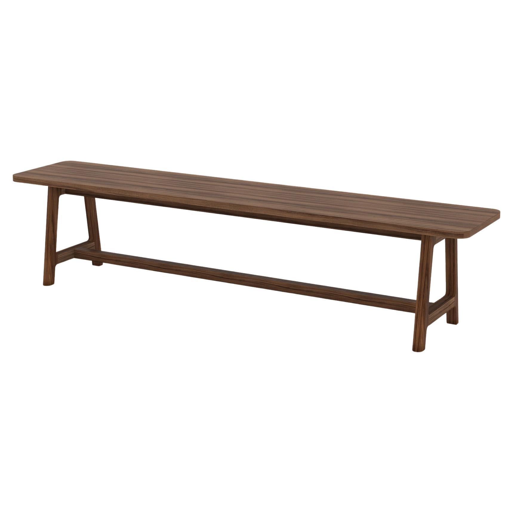 Minimalist Modern Bench in Walnut Wood Frame Collection For Sale
