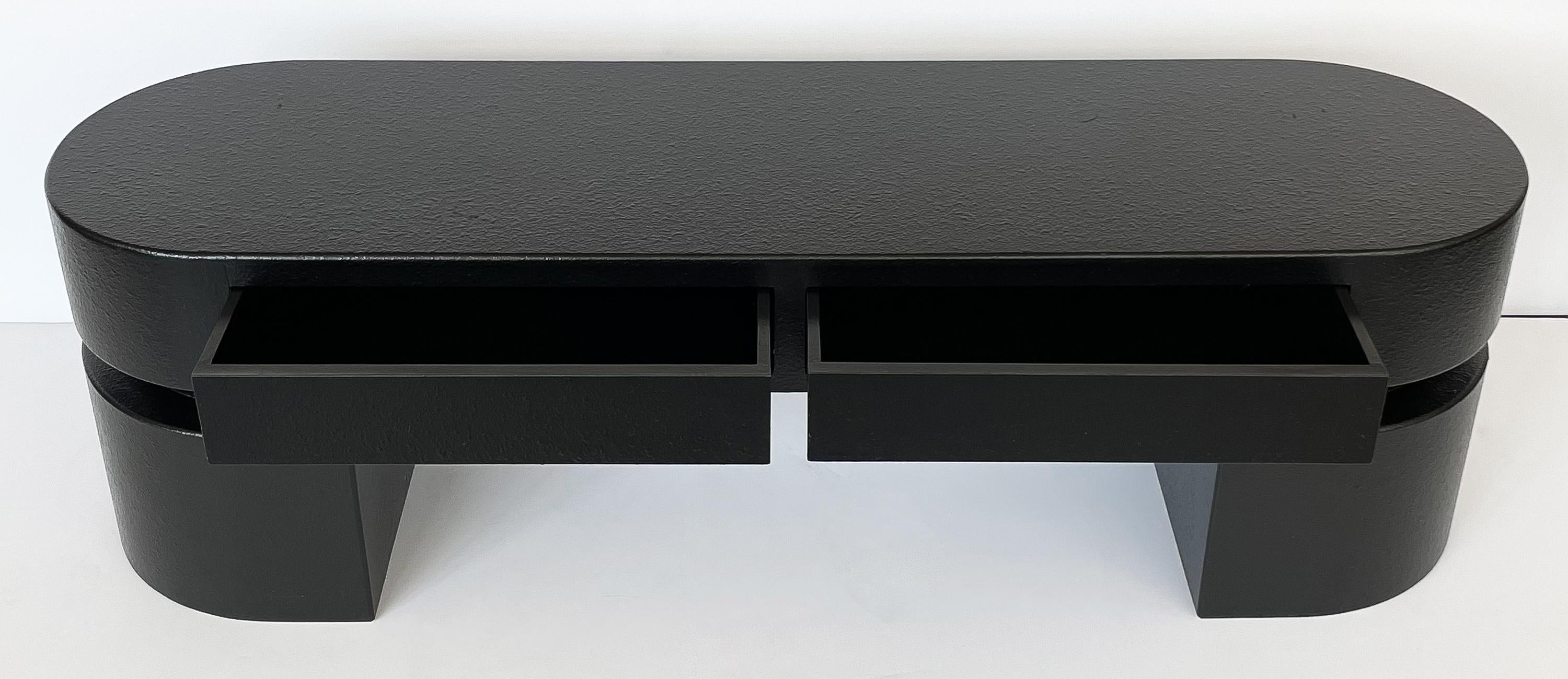 Minimalist Modern Black Narrow Coffee Table / Bench 7