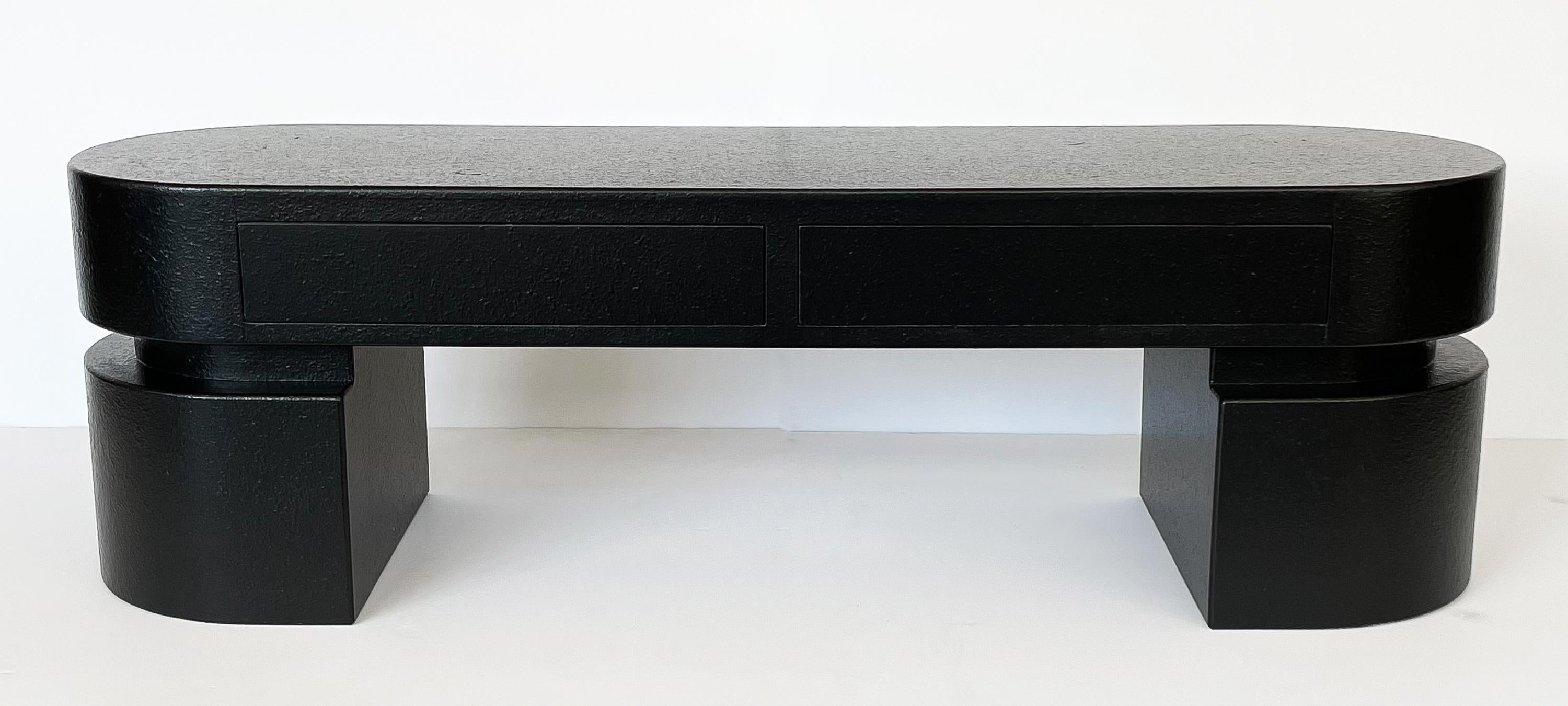 American Minimalist Modern Black Narrow Coffee Table / Bench