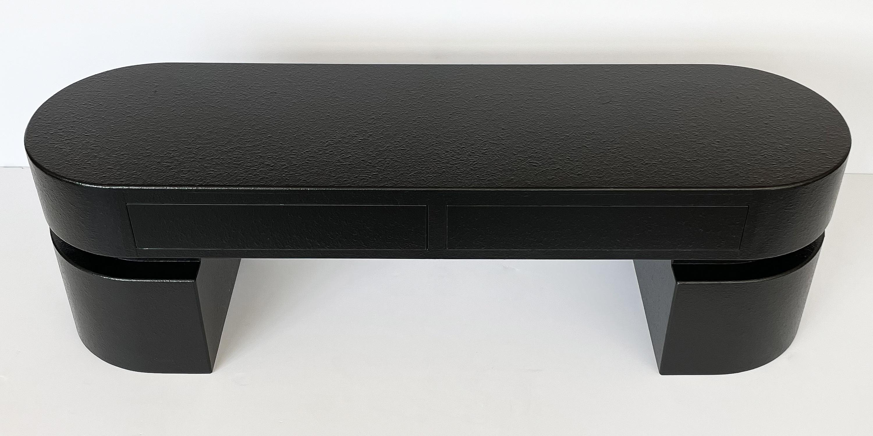 Painted Minimalist Modern Black Narrow Coffee Table / Bench
