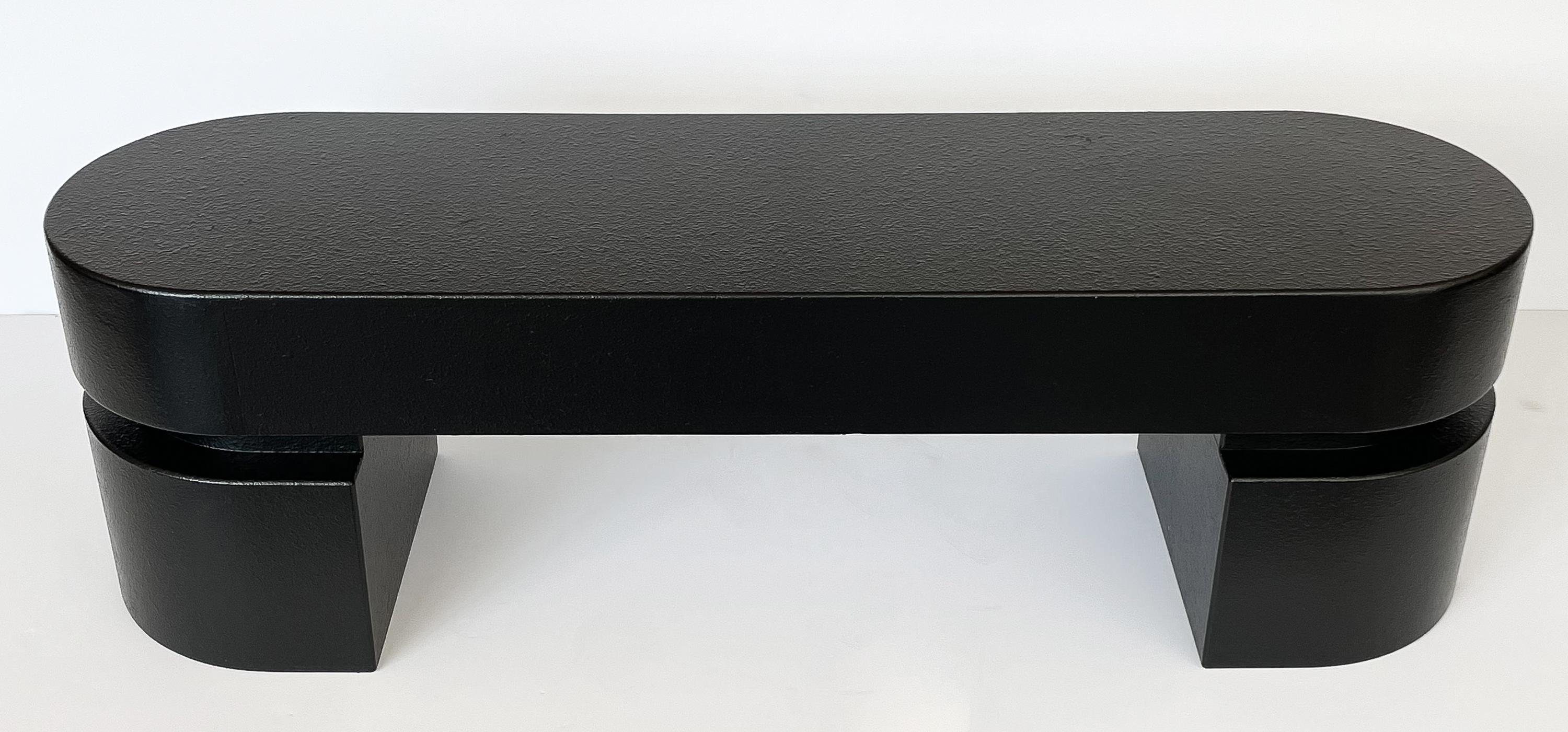 Wood Minimalist Modern Black Narrow Coffee Table / Bench