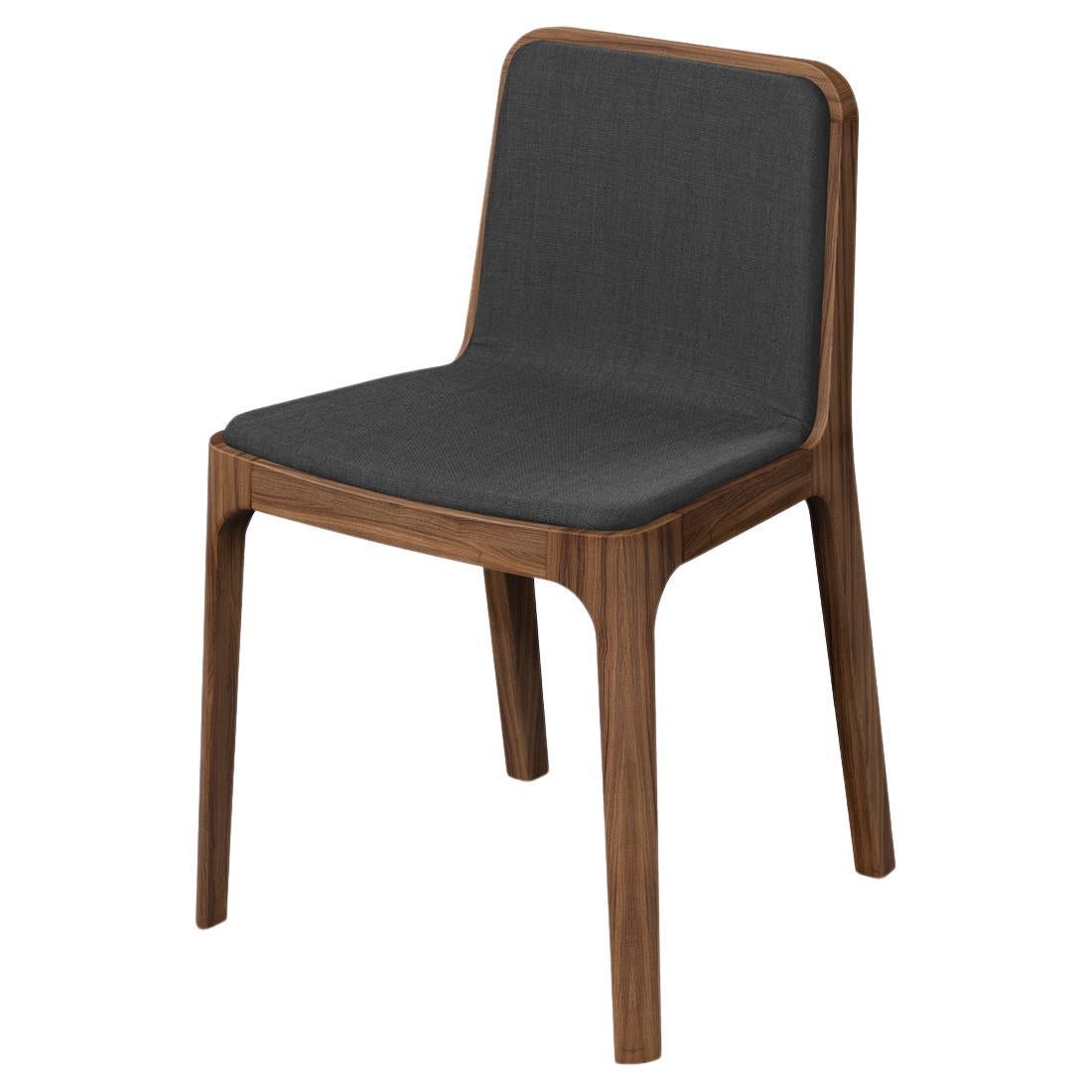 Chaise Modernity minimaliste, bois de frêne / teinté noyer, revêtement en tissu finlandais
