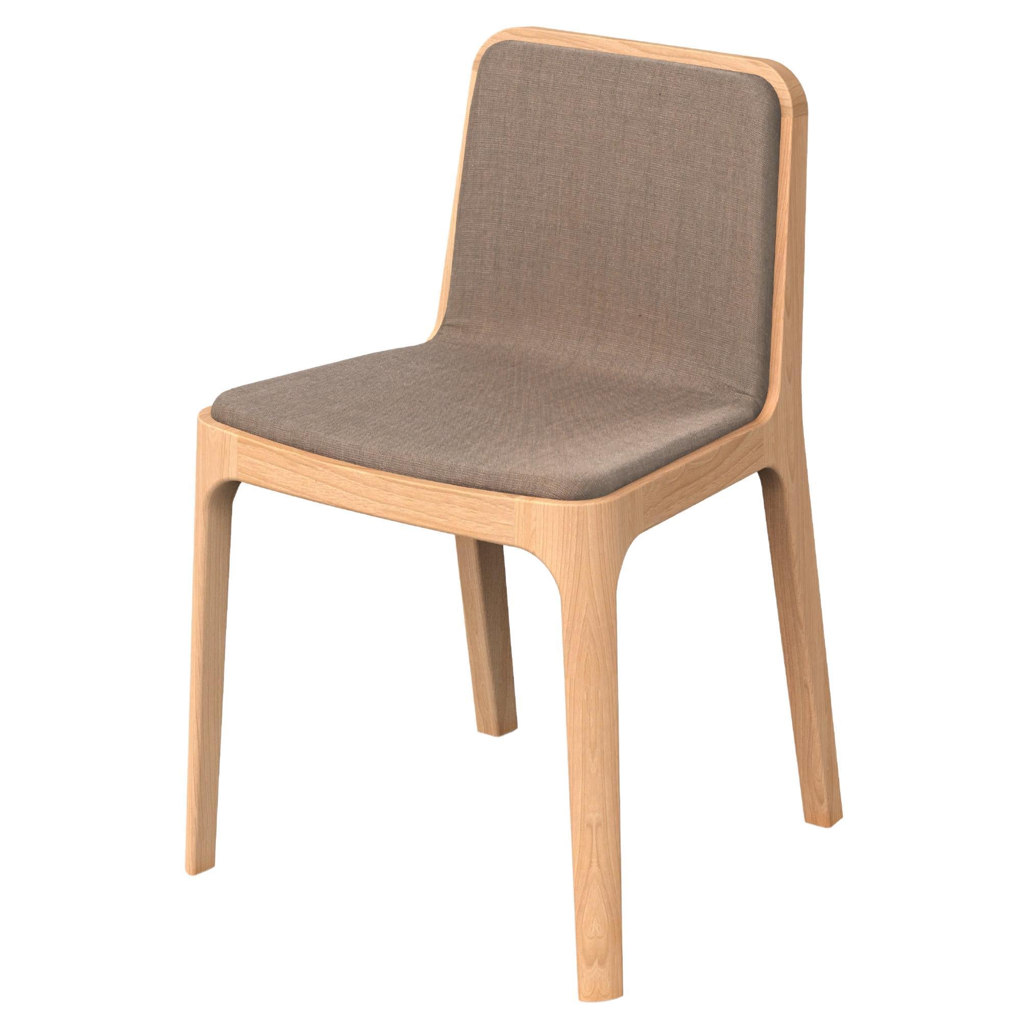 Minimalist Modern Chair in Beech Wood Fabric Upholstery For Sale