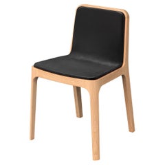 Minimalist Modern Chair in Beech Wood Leather Upholstery
