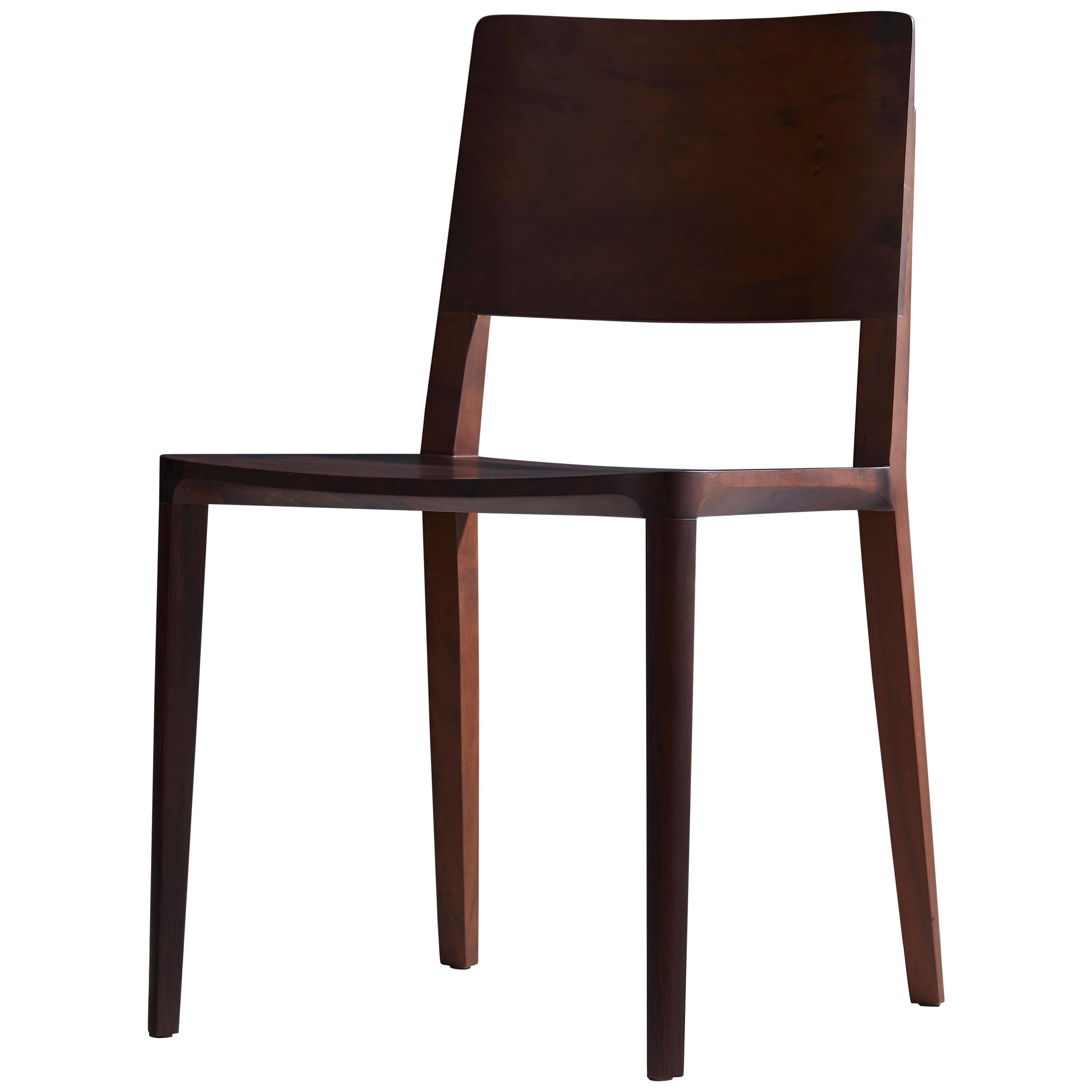 Minimalist Modern Chair in Black Imbuia Solid Wood Limited Edition For Sale