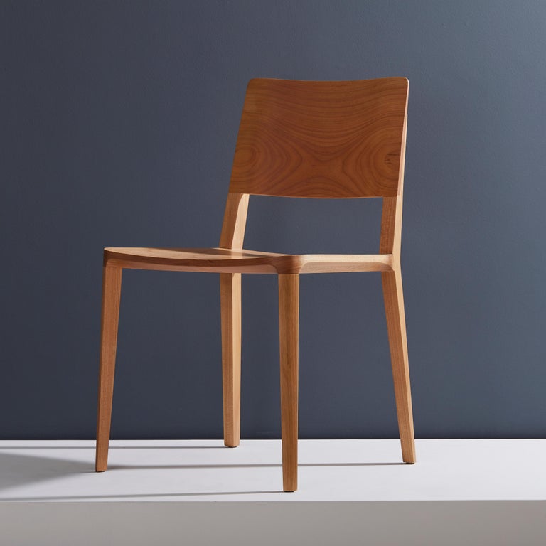 Evo Chair collection.

Our Evo collection is based in the harmonic fusion between geometrical forms and the modern interpretation of wood archetypes. 

All elements that compose the chair are precisely engineered to input full hardwood blocks to