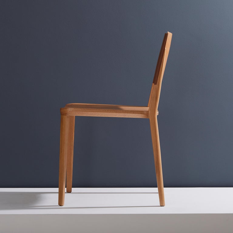 Brazilian Minimalist Modern Chair in Natural Solid Wood For Sale