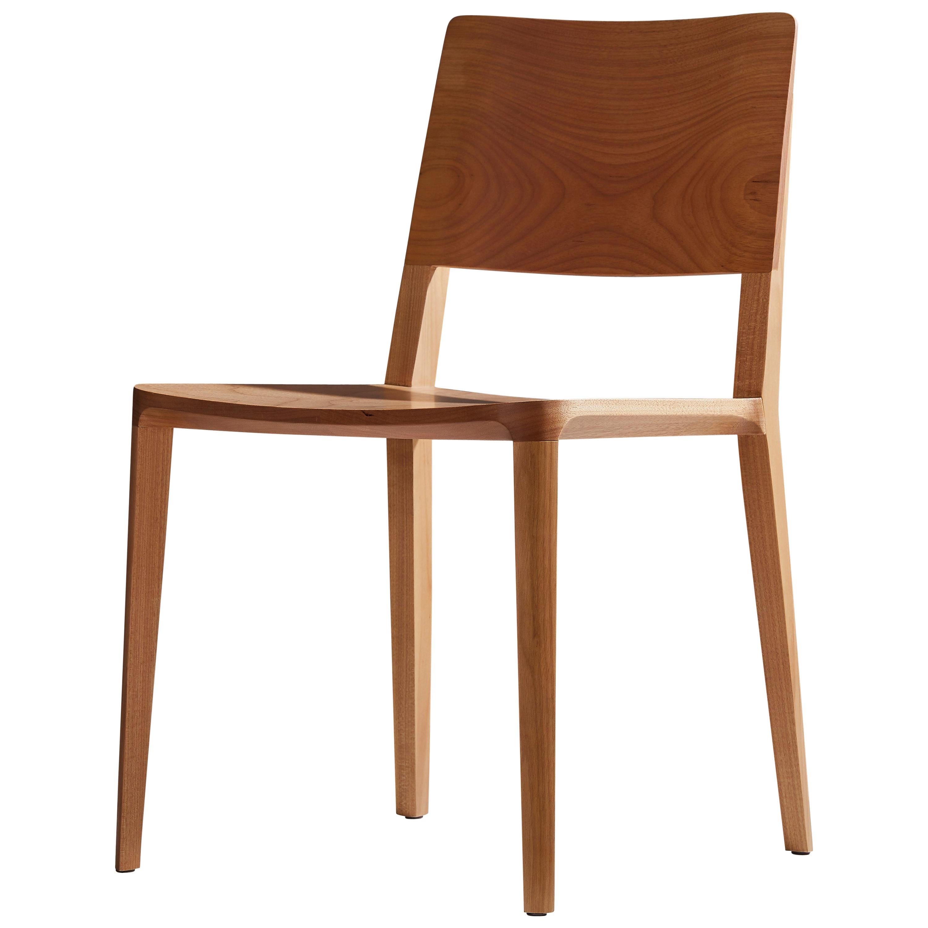 Minimalist Modern Chair in Natural Solid Wood For Sale