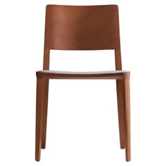 Silla Moderna Minimalista de Madera Maciza Natural Asiento Tapizado Textil