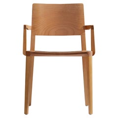 Silla Moderna Minimalista de Madera Maciza Natural con Brazos