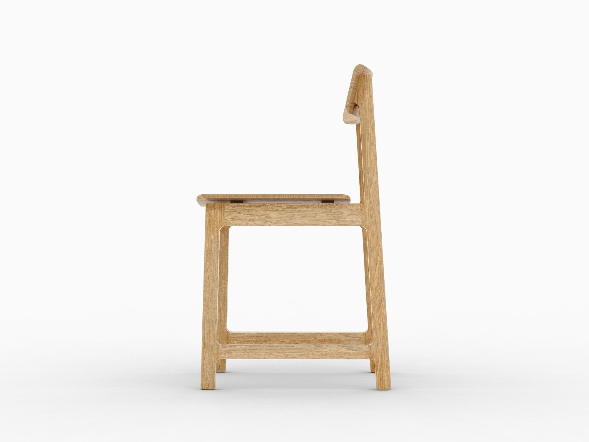 Minimalist Modern Chair in Oak Wood Frame Collection For Sale 1