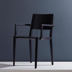 Minimalist Modern Chair in Solid Wood Black Finish with Arms