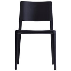 Minimalist Modern Chair in Solid Wood Solid Black Finish, Leather Seating