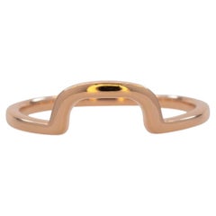 Minimalist Modern Contour Band: Solid 14K Gold Curved Stackable Ring