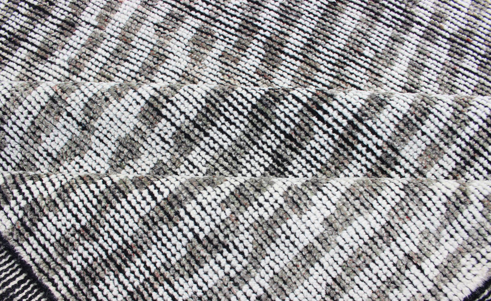 Wool Minimalist Modern Design Distressed Rug by Keivan Woven Arts  For Sale