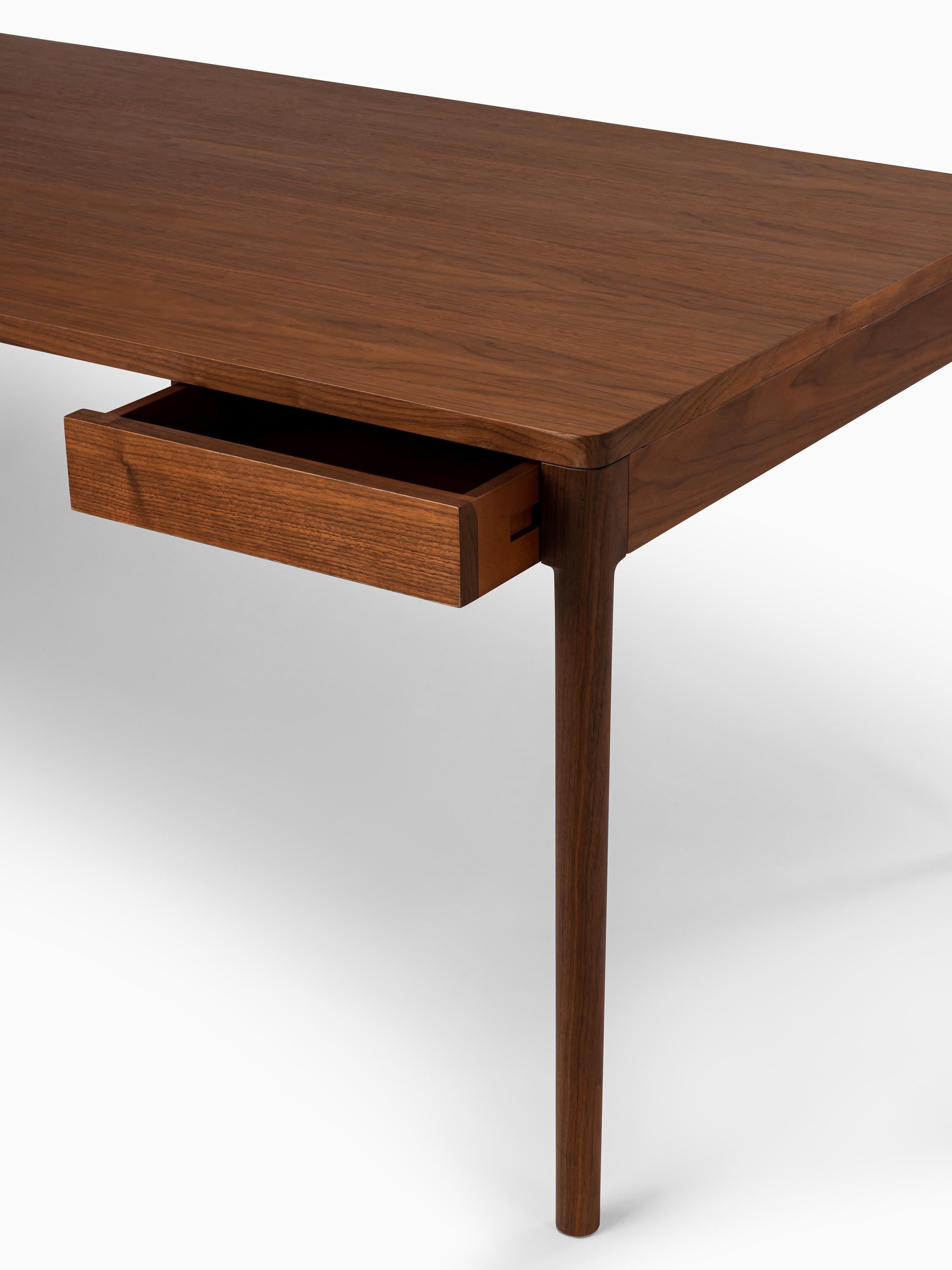 Machine-Made Minimalist Modern Desk in Walnut for Home or Office For Sale