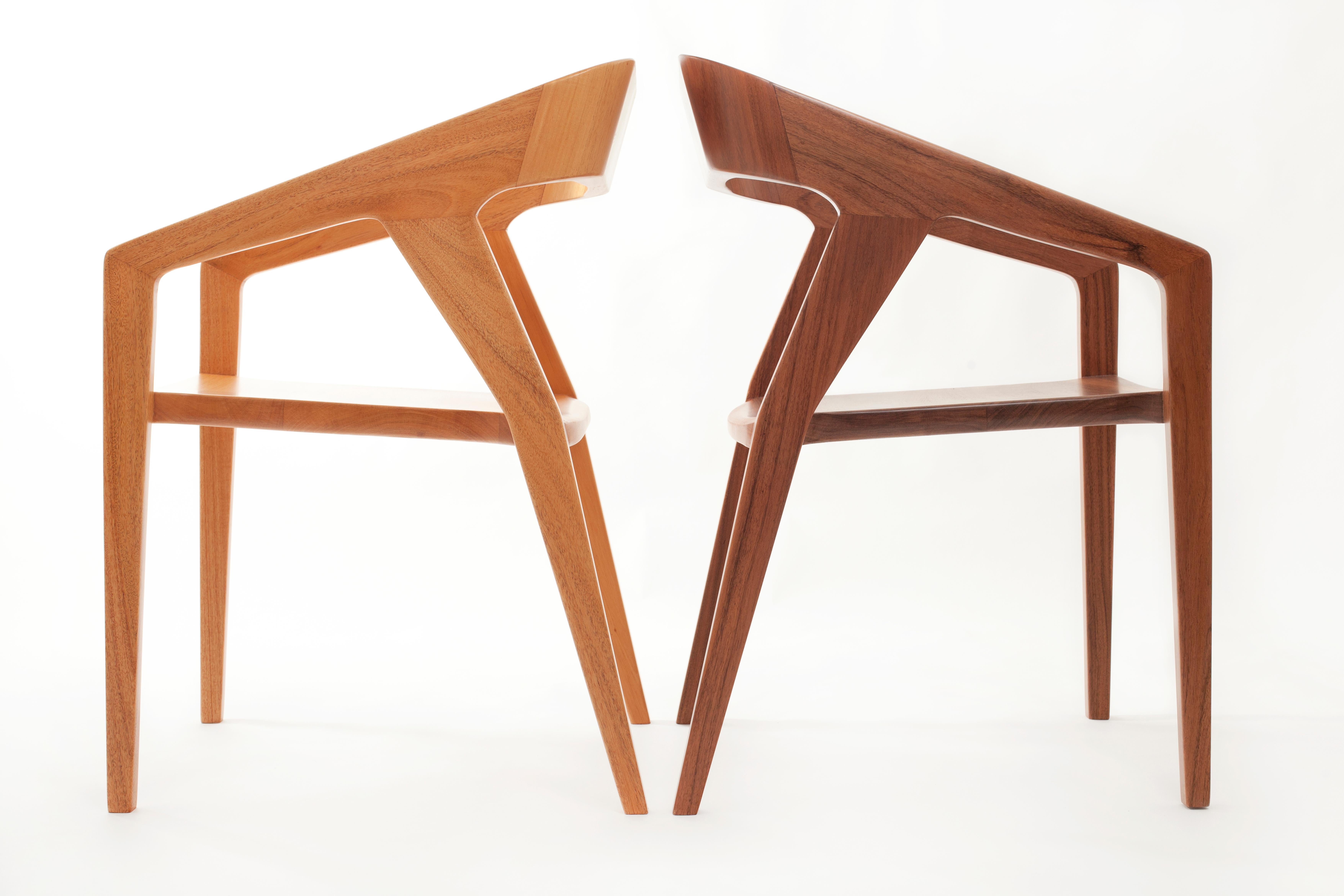 Woodwork Minimalist Modern Dining Chair in Caribbean Walnut, in Stock For Sale