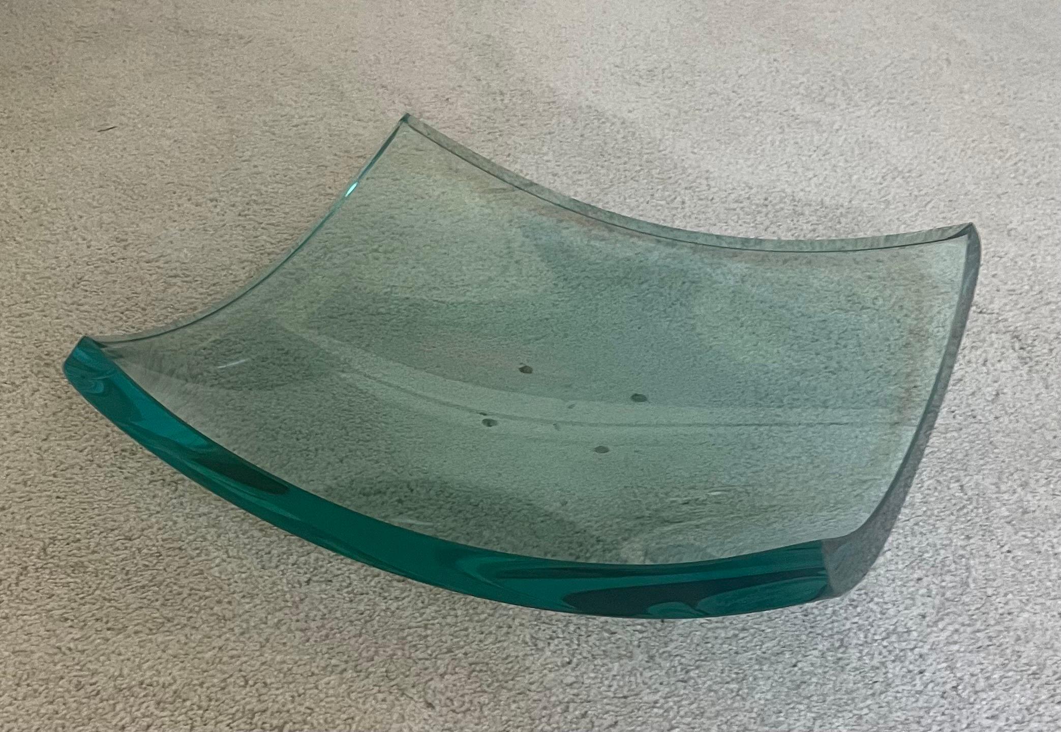 Minimalist Modern Italian Polished Glass Bowl / Centerpiece by Salvatore Polizzi In Good Condition For Sale In San Diego, CA