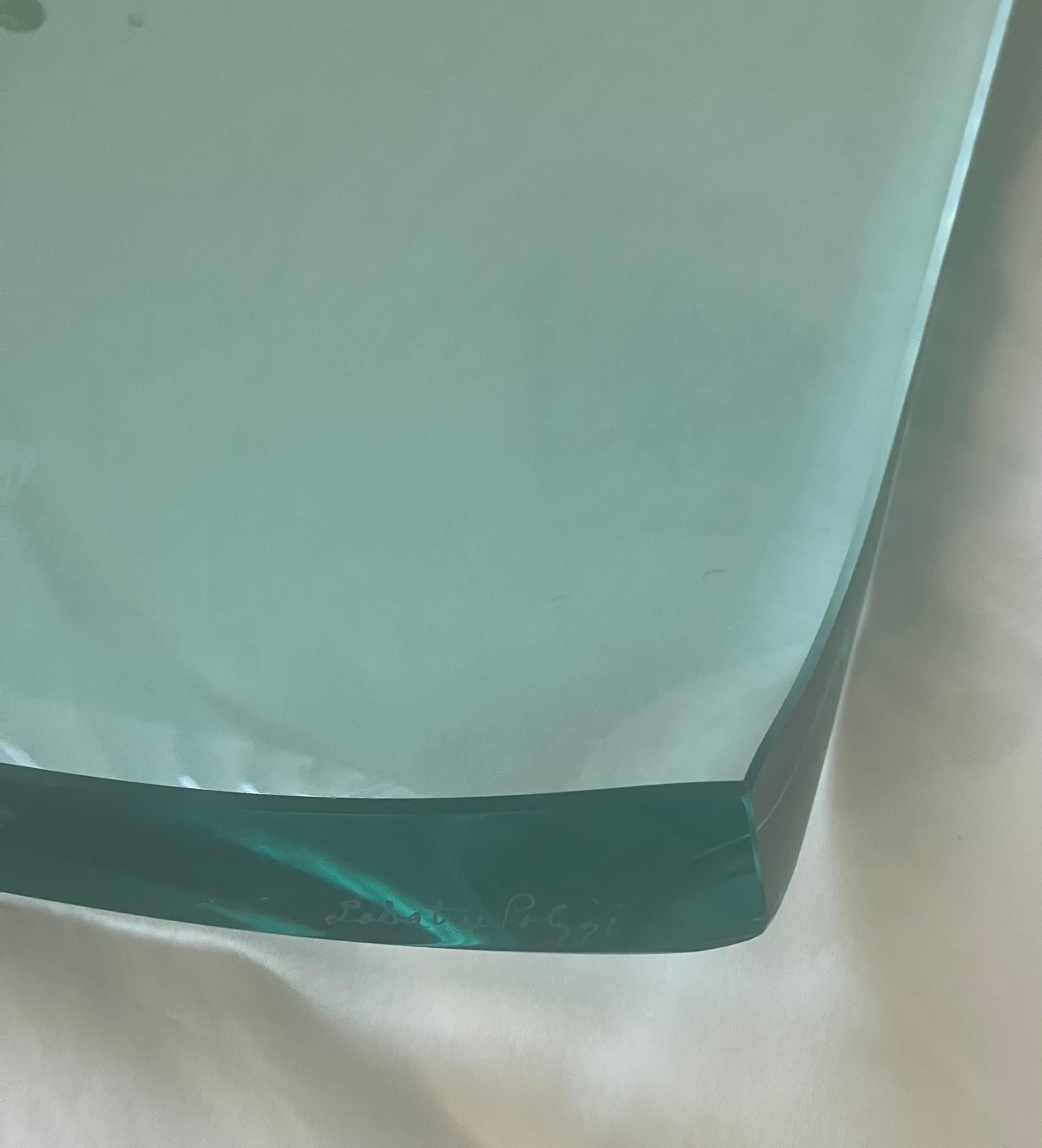 Minimalist Modern Italian Polished Glass Bowl / Centerpiece by Salvatore Polizzi For Sale 1