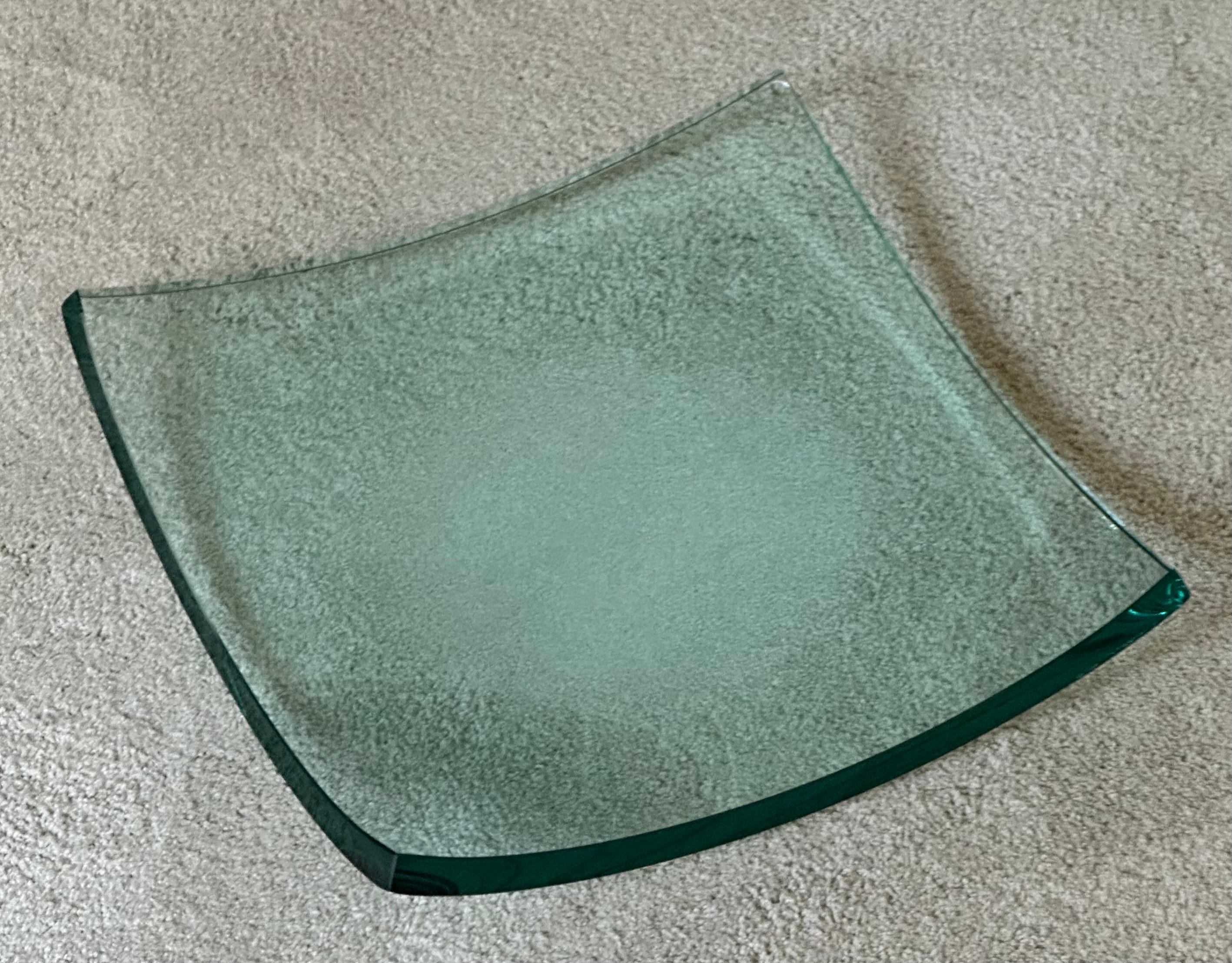 Mid-Century Modern Minimalist Modern Italian Polished Glass Bowl in the Style of Salvatore Polizzi For Sale