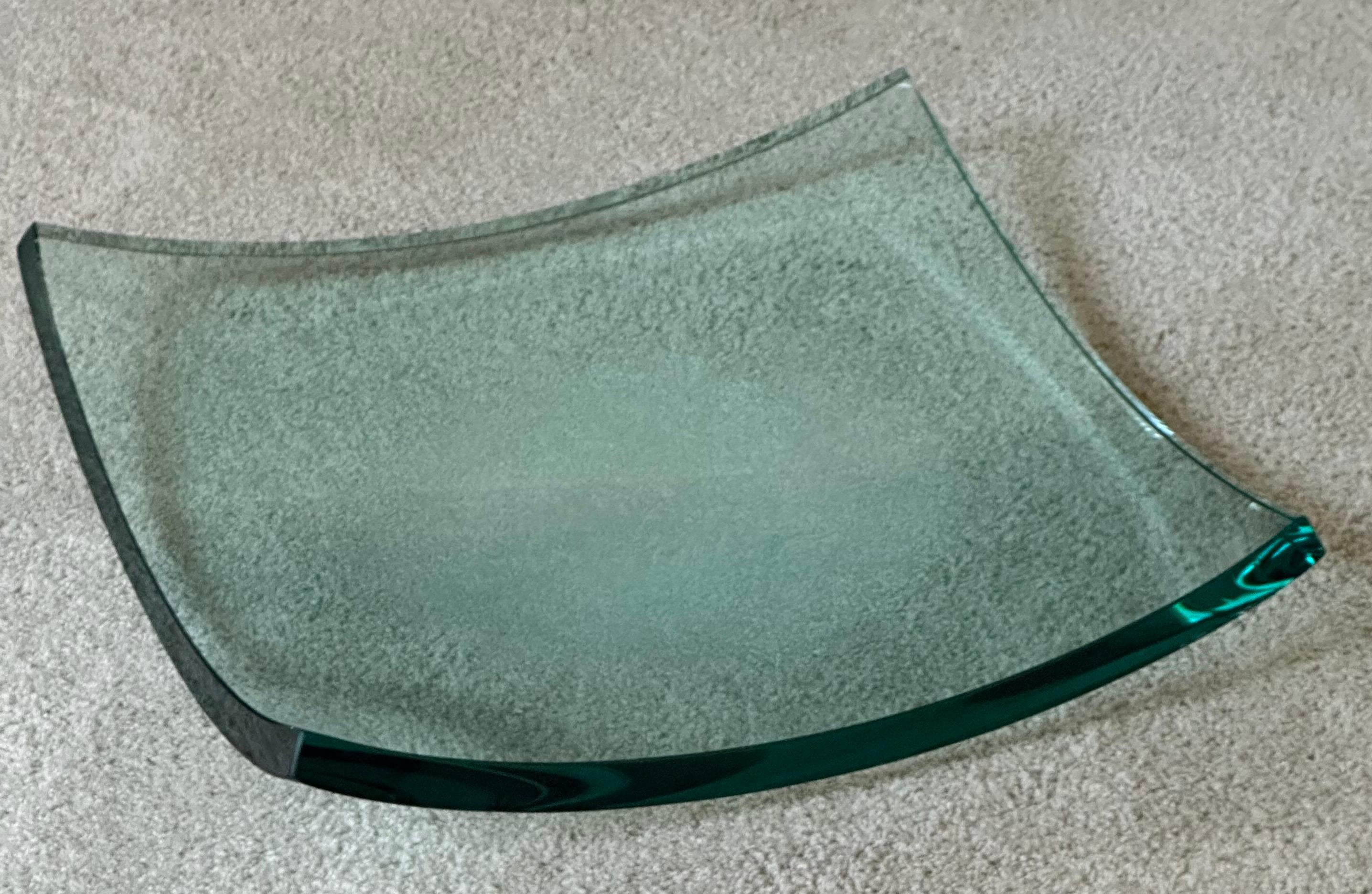 20th Century Minimalist Modern Italian Polished Glass Bowl in the Style of Salvatore Polizzi For Sale