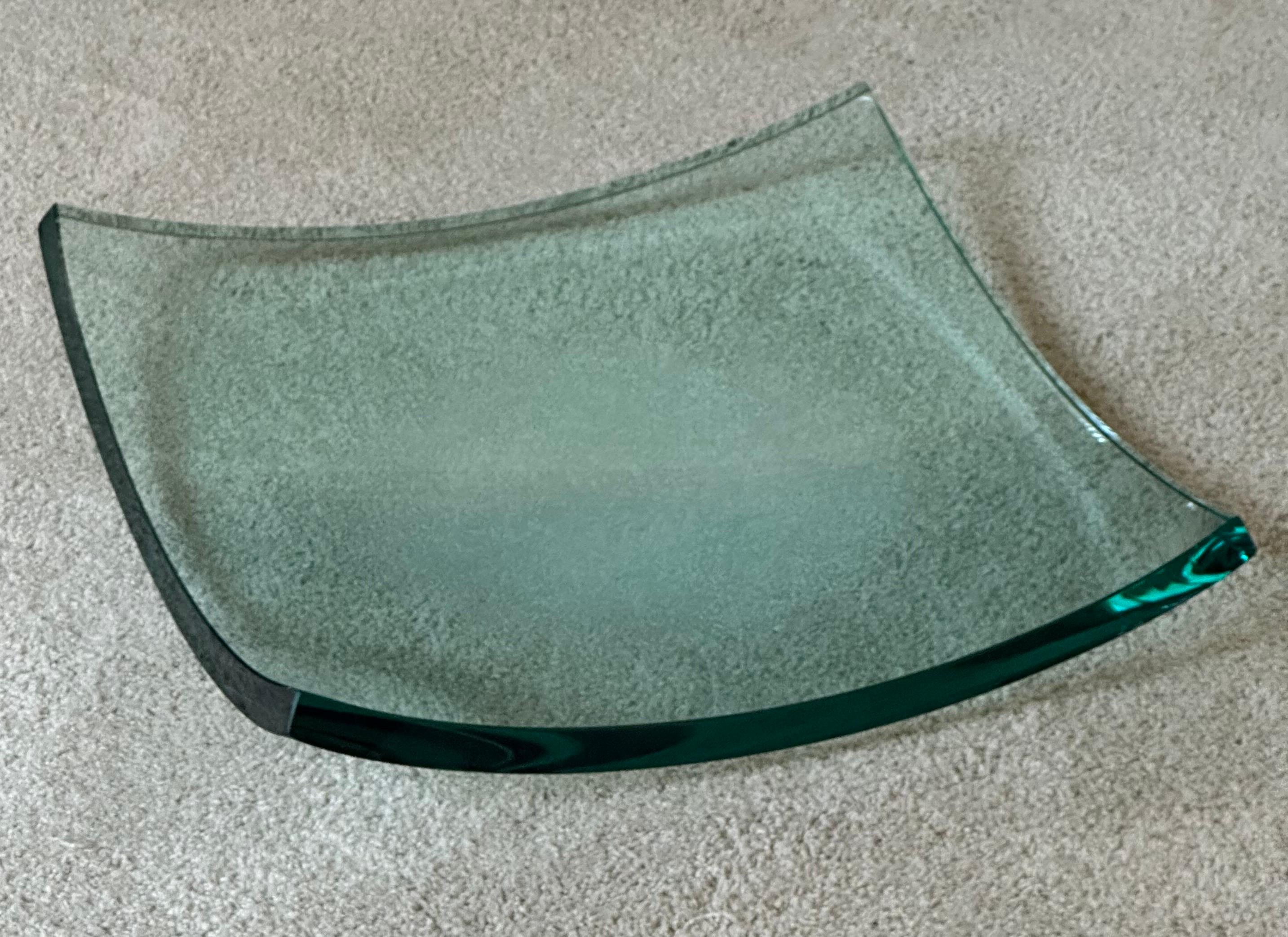 Art Glass Minimalist Modern Italian Polished Glass Bowl in the Style of Salvatore Polizzi For Sale