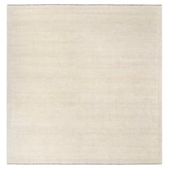 Tappeto moderno minimalista in lana annodata a mano color avorio 11'x11'6''