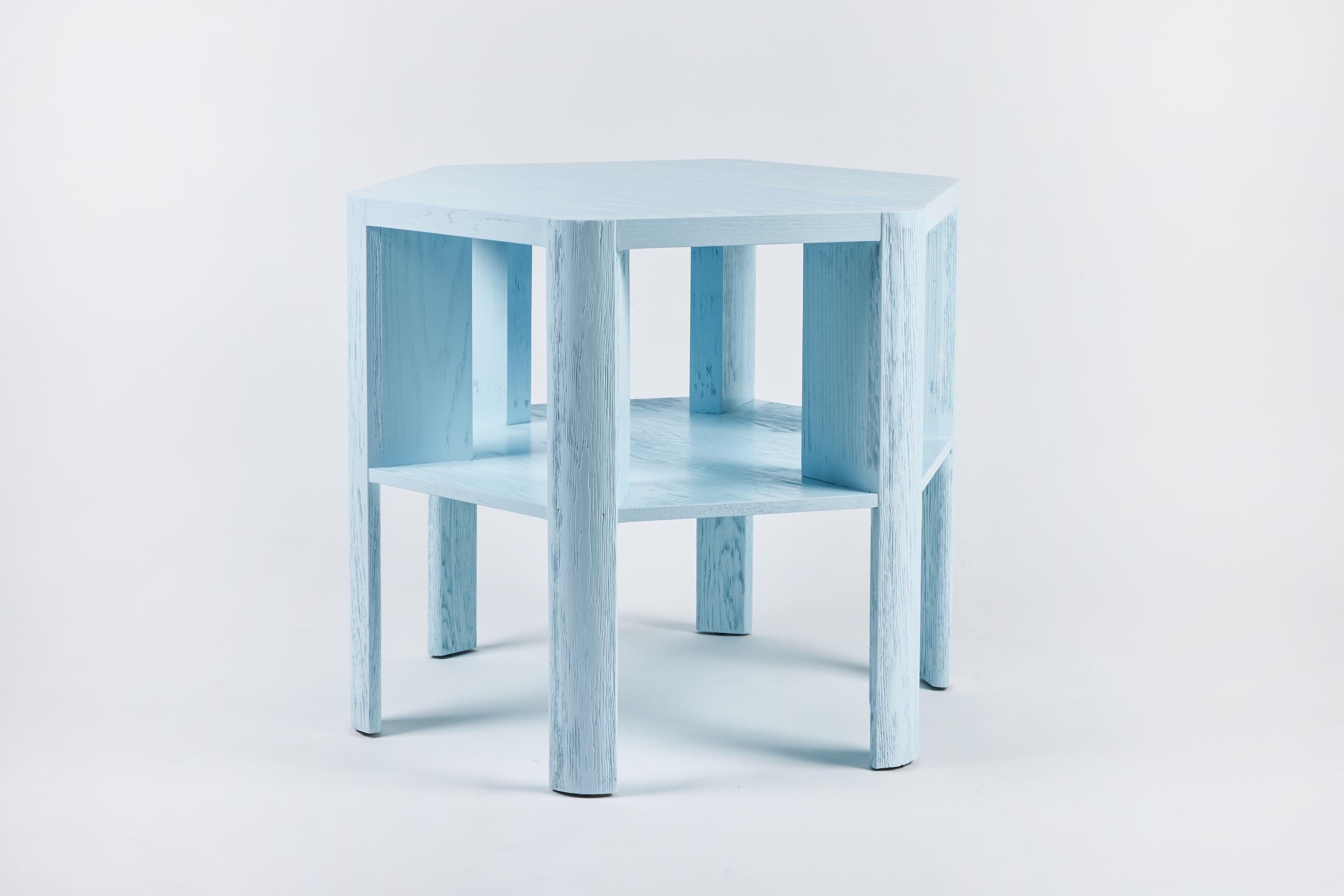 Minimalist Modern Lacquered Large Library Table Shown in Blue Fog on Oak In New Condition For Sale In Los Angeles, CA