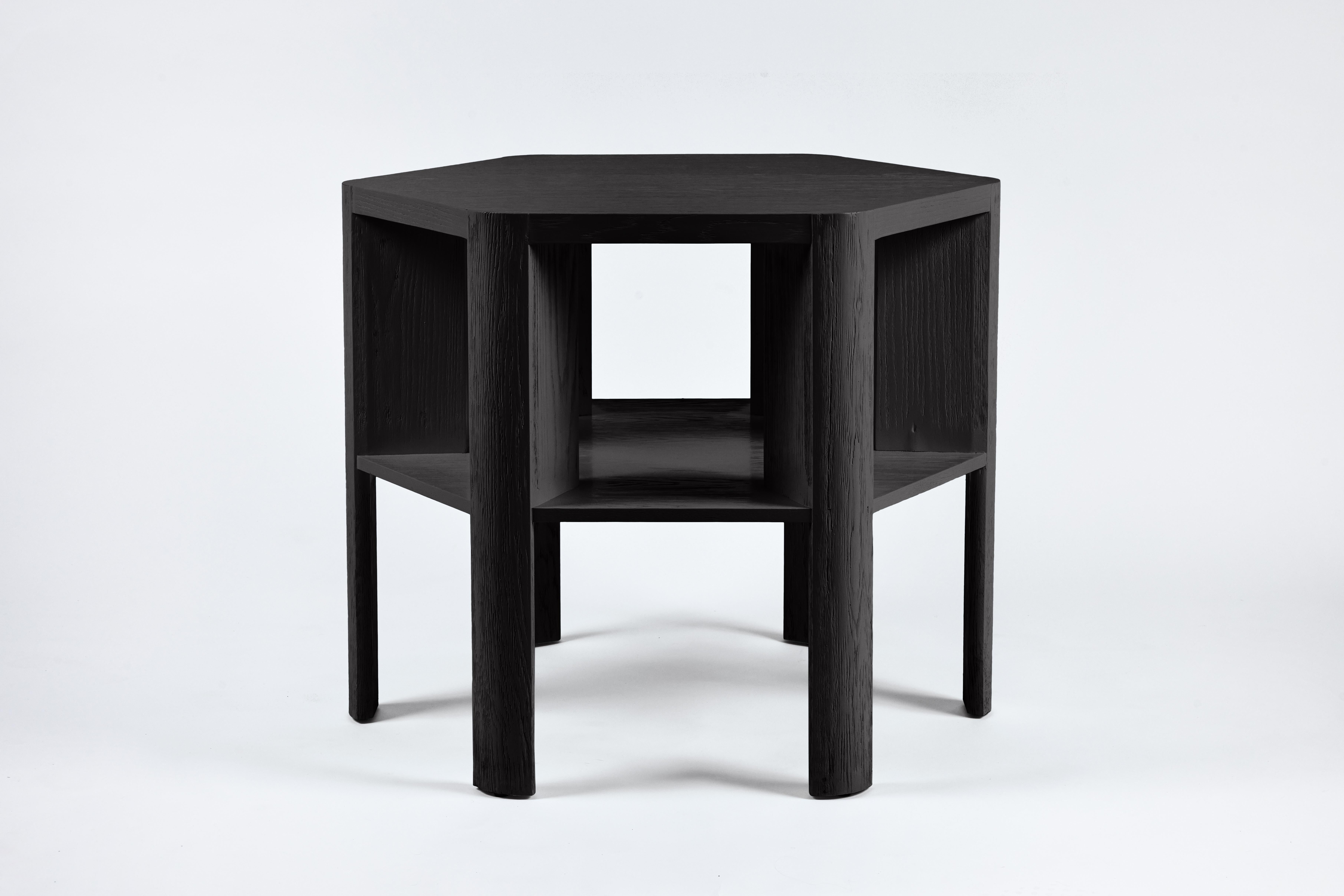 Minimalist Modern Lacquered Library Table in Ebony on Oak In New Condition For Sale In Los Angeles, CA