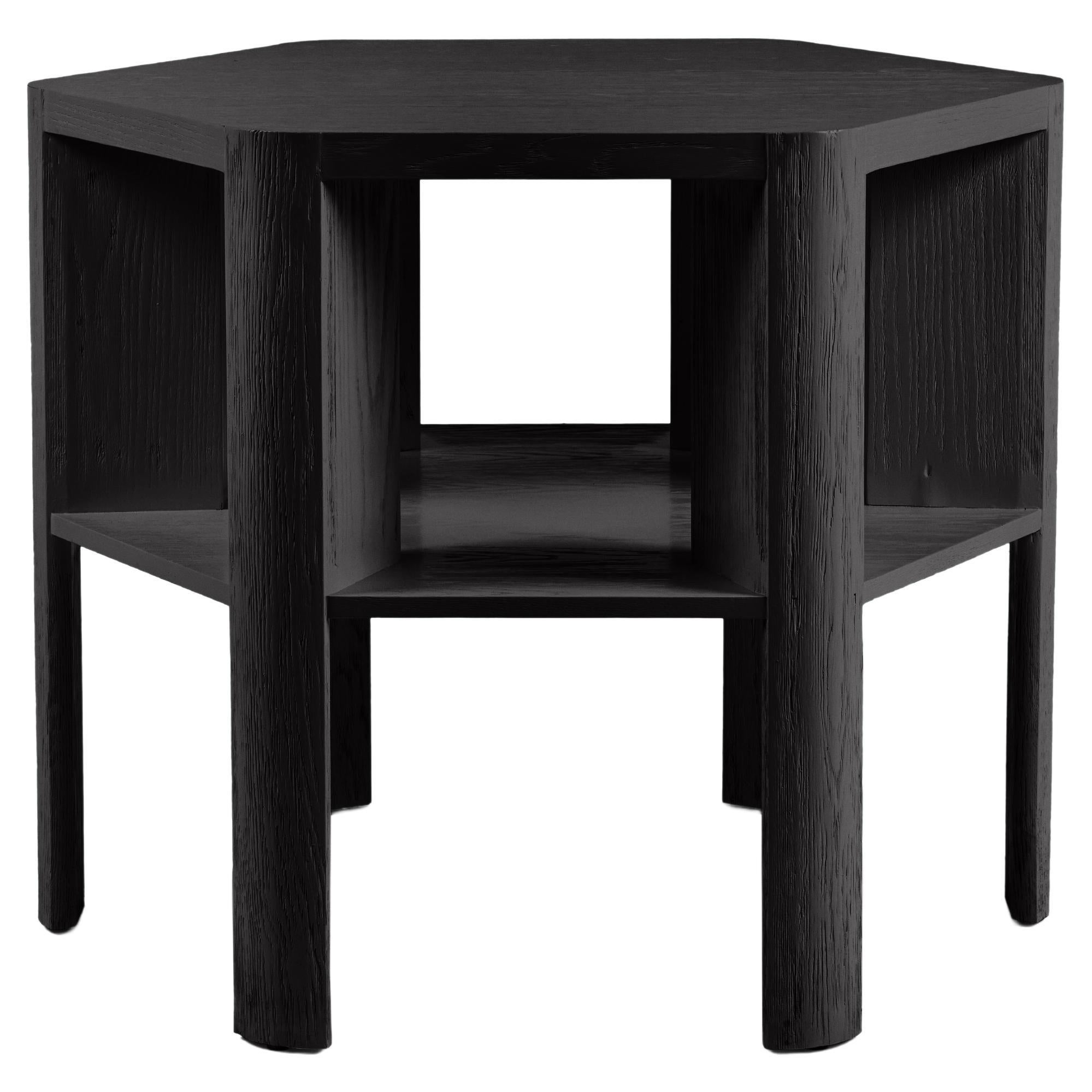 Minimalist Modern Lacquered Library Table in Scrubbed Ebony For Sale