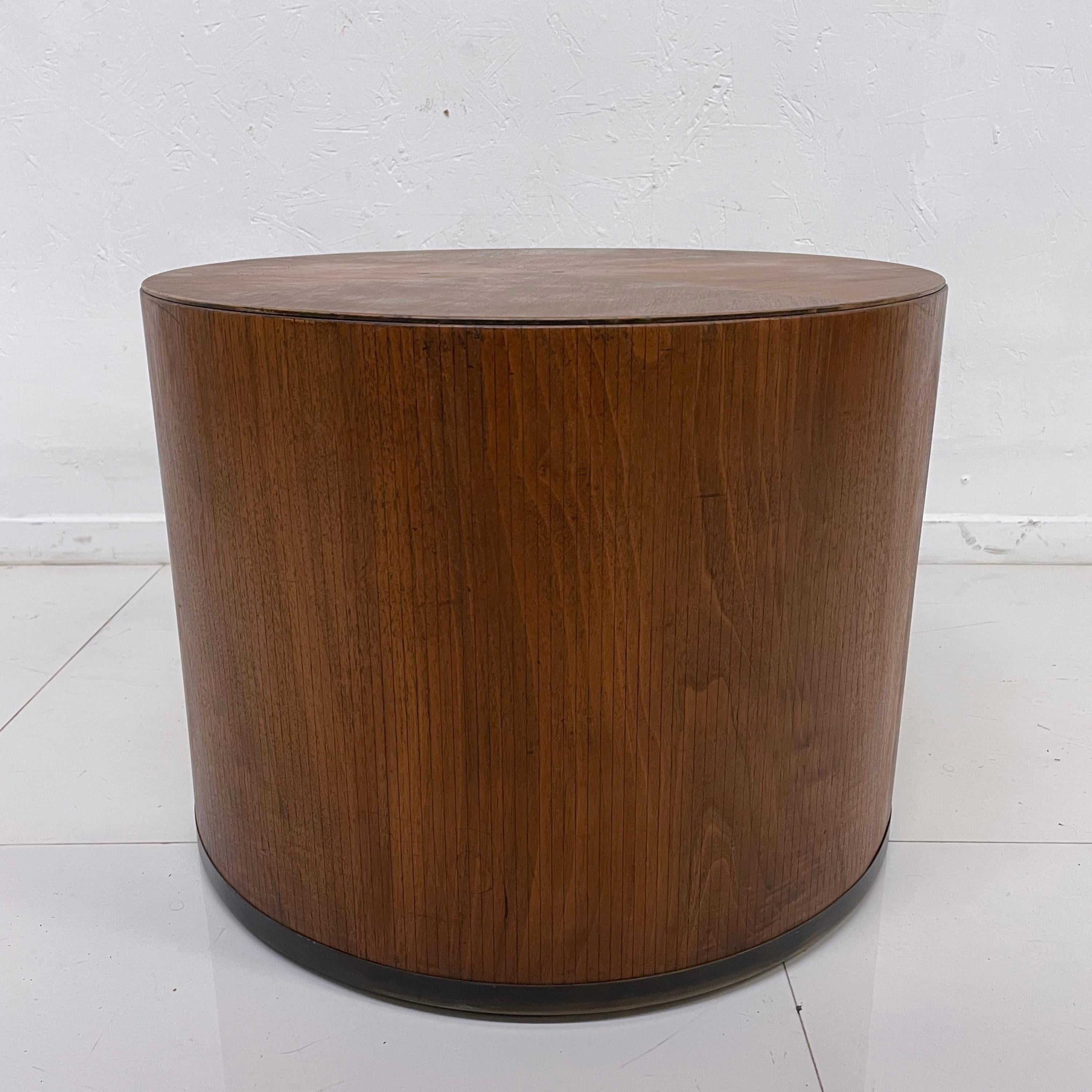 walnut drum side table