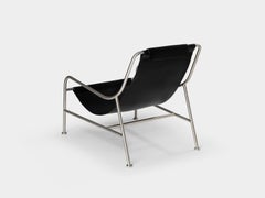 LISBOA – Polished Stainless Steel Sling Chair with Leather Finish