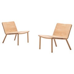 Minimalist Modern Lounge Chair in Natural Ash Allay - Set 2 units
