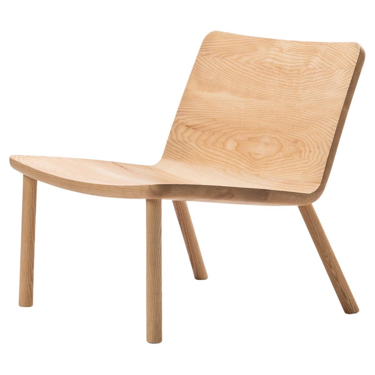 Minimalist Modern Lounge Chair in Natural Ash For Sale