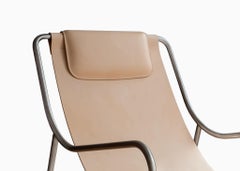 LISBOA - Loungesessel aus poliertem Edelstahl mit Textiloberfläche